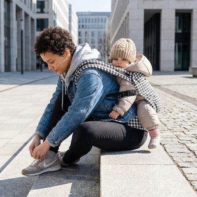 Porte bébé ergonomique sécuriflex noir pied-de-poule