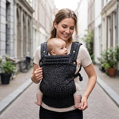 Porte-bébé physiologique Lovely gris et noir