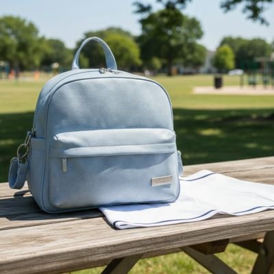 Sac a langer a dos parent actif sur table pique-nique