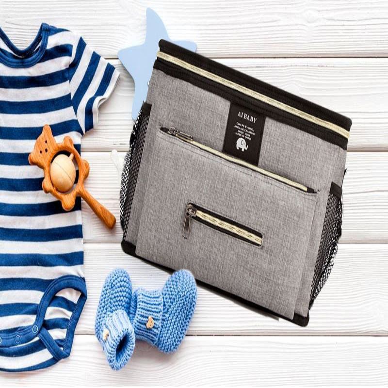 Sac-à-Langer-BabyTravel™-gris-multiples-compartiments