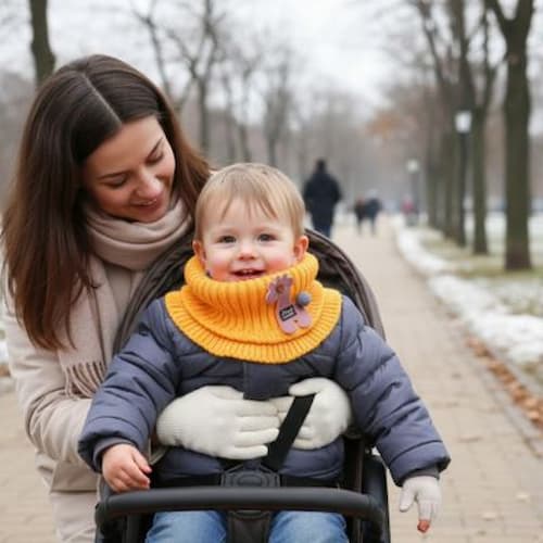tour de cou enfant animal ludique couleur jaune