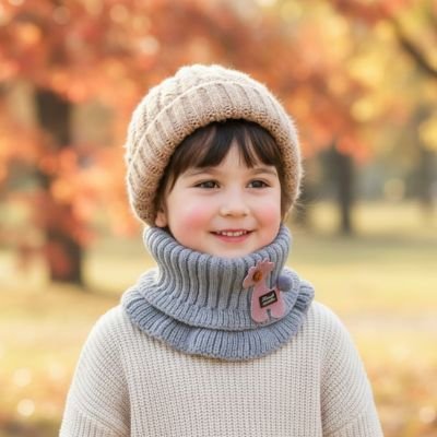 tour de cou enfant rigolo gris
